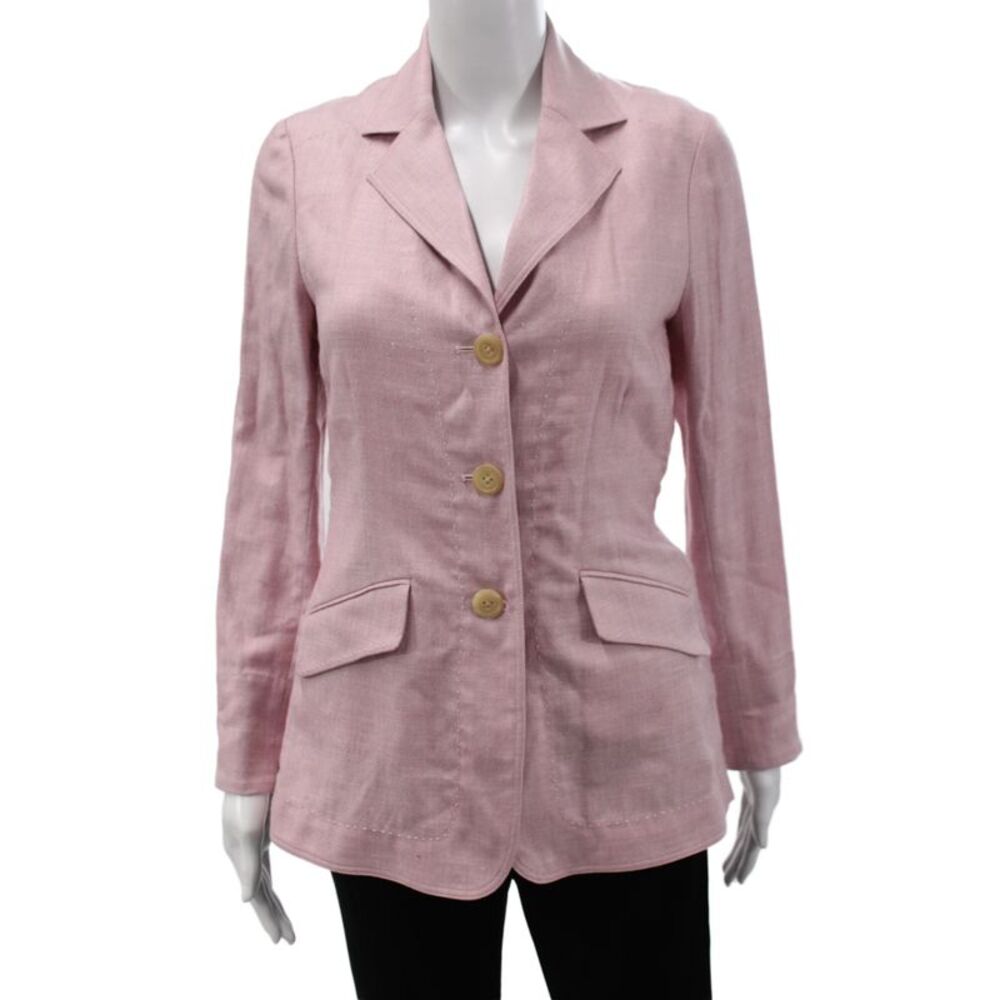 Rani Arabella Women Blazer Wool Pink Button Long Sleeve Size XS